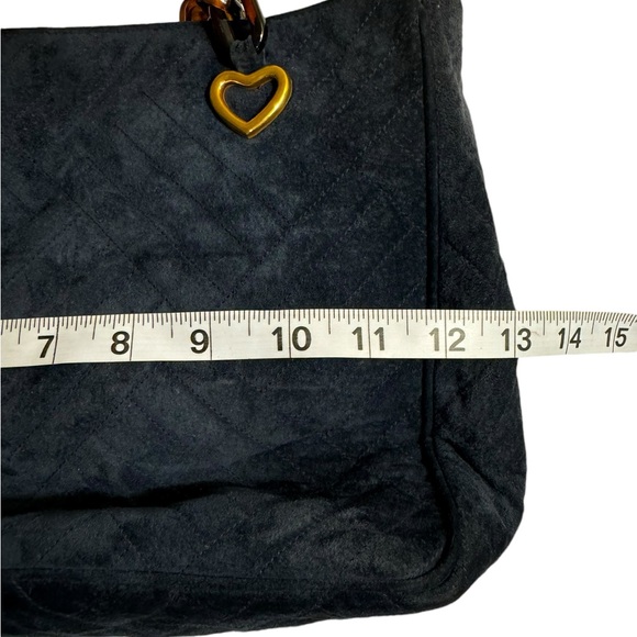 SEPCOEUR Paris Navy Blue Suede Moc-Tortoise Strap Shoulder Bag - Picture 12 of 12